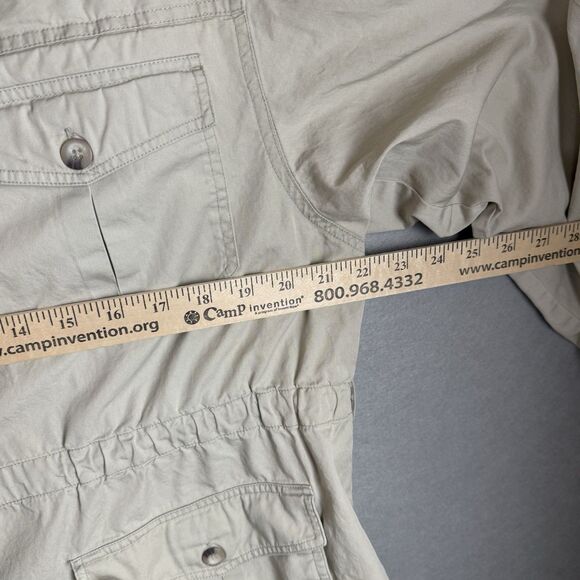 Vtg Norm Thompson Lightweight Utility Jacket Cinch Waistband Khaki Sz Petite XL - Picture 4 of 7